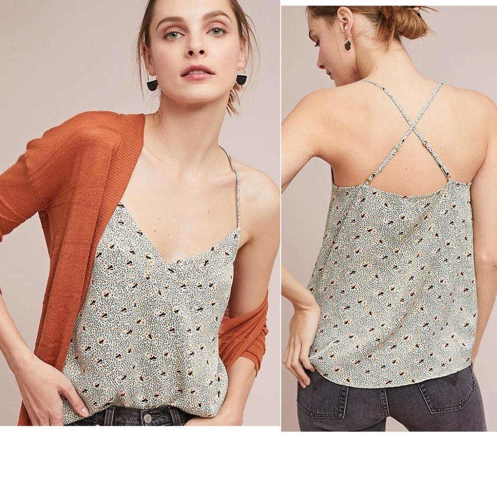new Anthropologie FLOREAT PRINTED CAMISOLE cami top size L new nwt - Picture 1 of 7